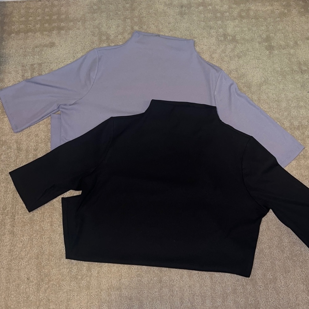 Two Worthington turtle neck shirts.